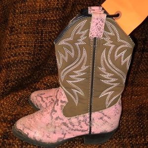 Pink and brown girls cowboy boots size 11 1/2